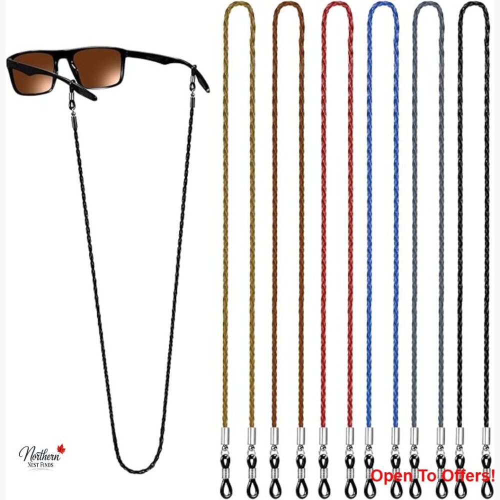 Faux Leather Glasses Strap Set of 6 Eyewear Holder Chains
